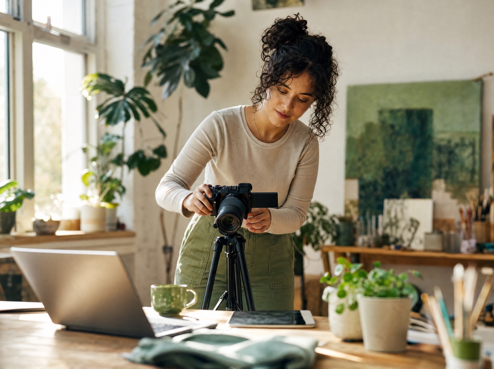 A creator at work in a studio