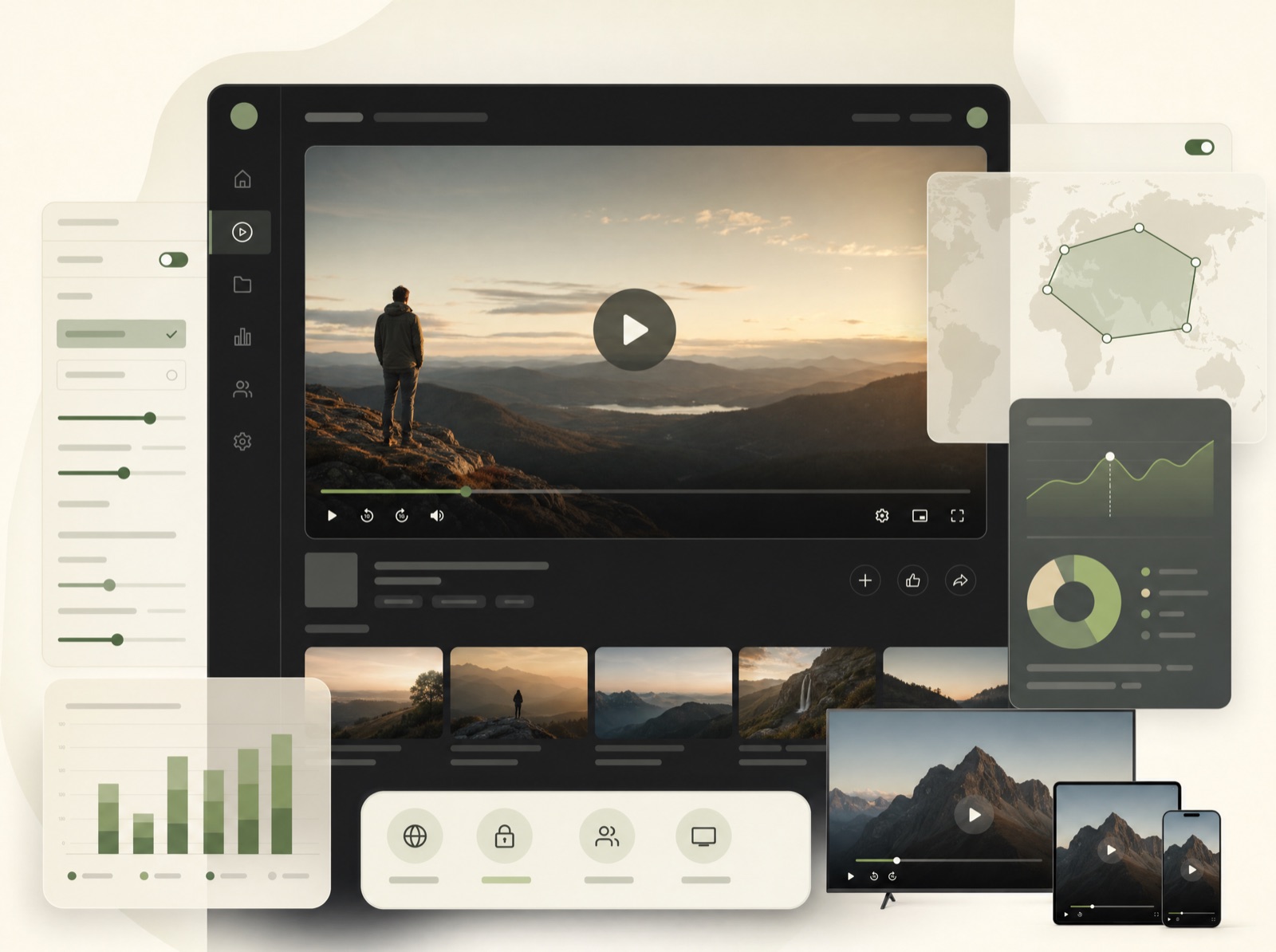 A white-label VOD player with analytics overlays