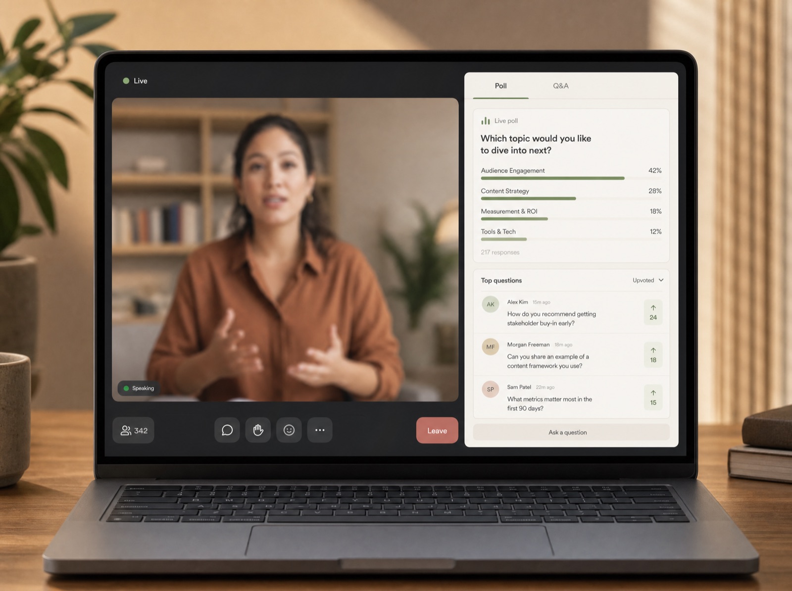 Live webinar with a poll and Q&A panel